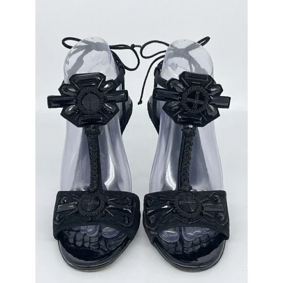 Oscar de la Renta Womens Black Sexy Strapy Sandals Shoes Size 38.5 IS 7.5